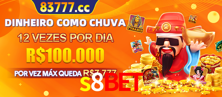 Banner do programa de recompensas Recomende para amigos do s8bet, detalhando os bônus por convidar amigos, com prêmios que chegam a R$288.888.