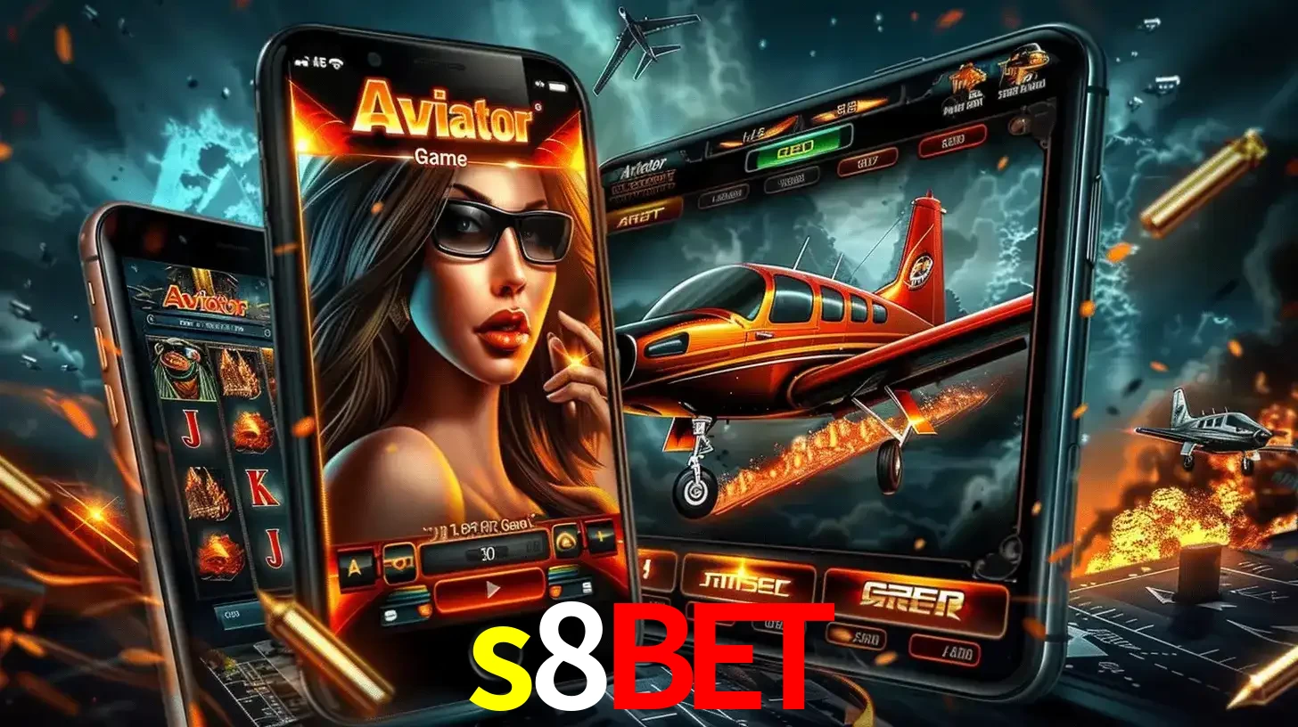 O popular jogo de apostas Aviator exibido em vários celulares e tablets, mostrando a interface emocionante e a ação de voo disponíveis para jogar agora no s8bet.