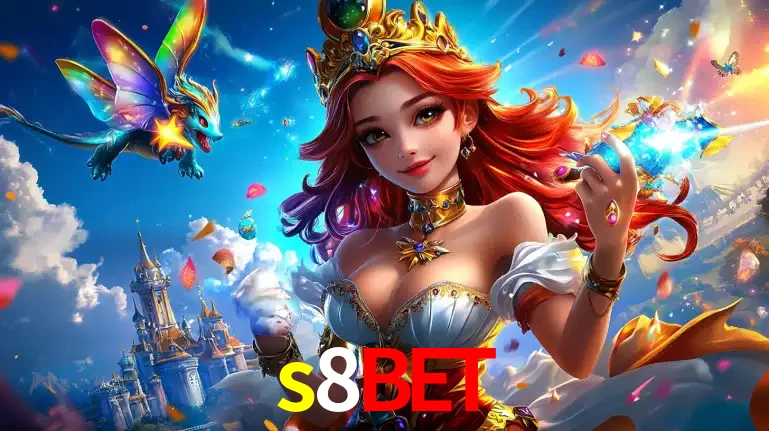 A princesa de um reino de fantasia mágico, com seu pequeno dragão, apresentando um mundo de prêmios encantados nos jogos de caça-níqueis do cassino s8bet.